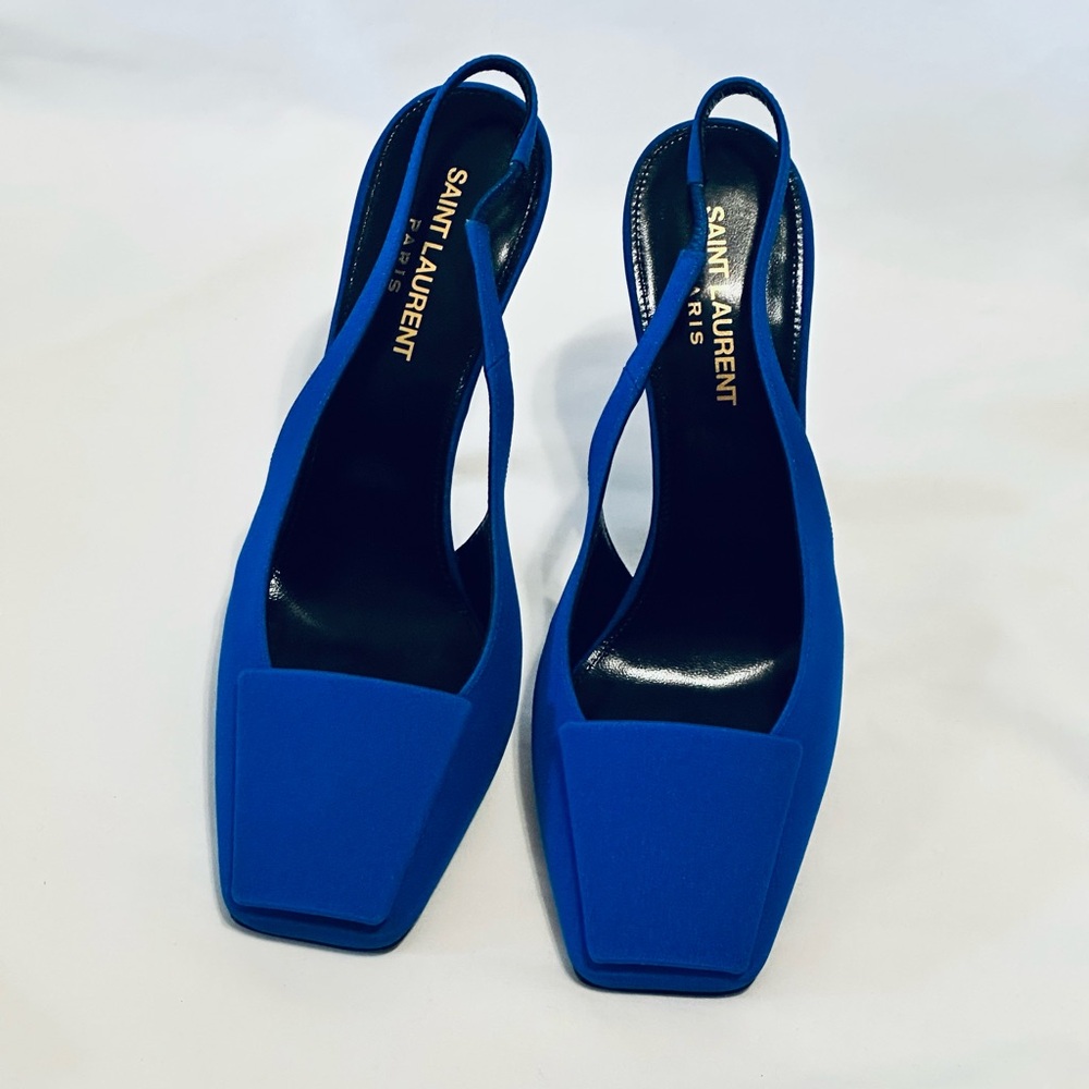 Saint Laurent YSL Satin Slingback Heels - Picture 4 of 12